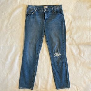 Loft Outlet - Modern Straight Distressed Jeans with frayed hem - Size 10